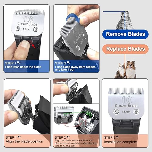 Miniatura 5 de DODAER Paquete de 3 cuchillas de cerámica desmontables 5FC, compatibles con Andis, Oster A5, Wahl KM-10 Series, tamaño 5FC hoja de 14 pulgadas