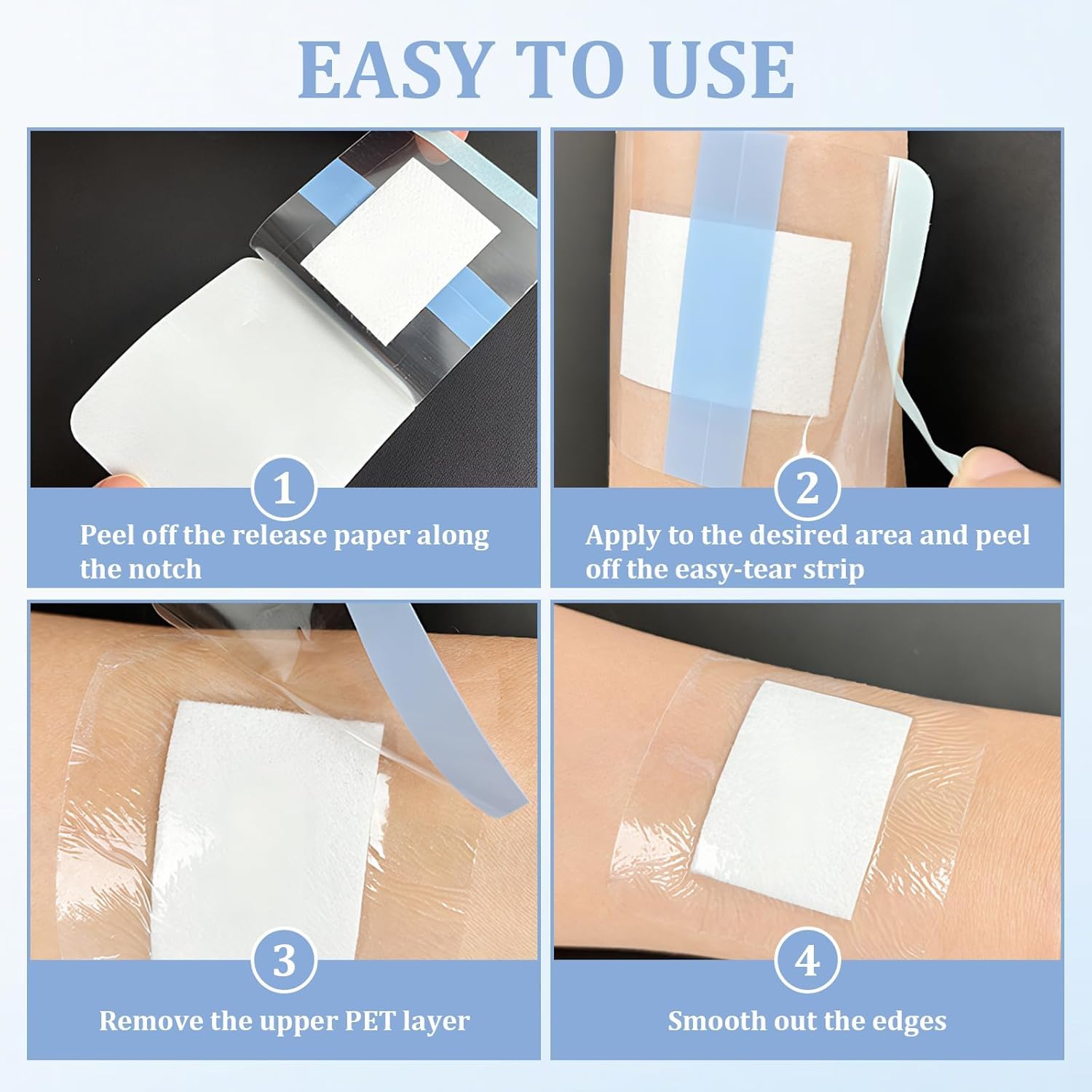 80 Pcs Waterproof Bandage, Bed Sore Dressing, Hydrocolloid Tape, Post-Surgery Wound Care, Pressure Ulcer Prevention — Amazon image 3