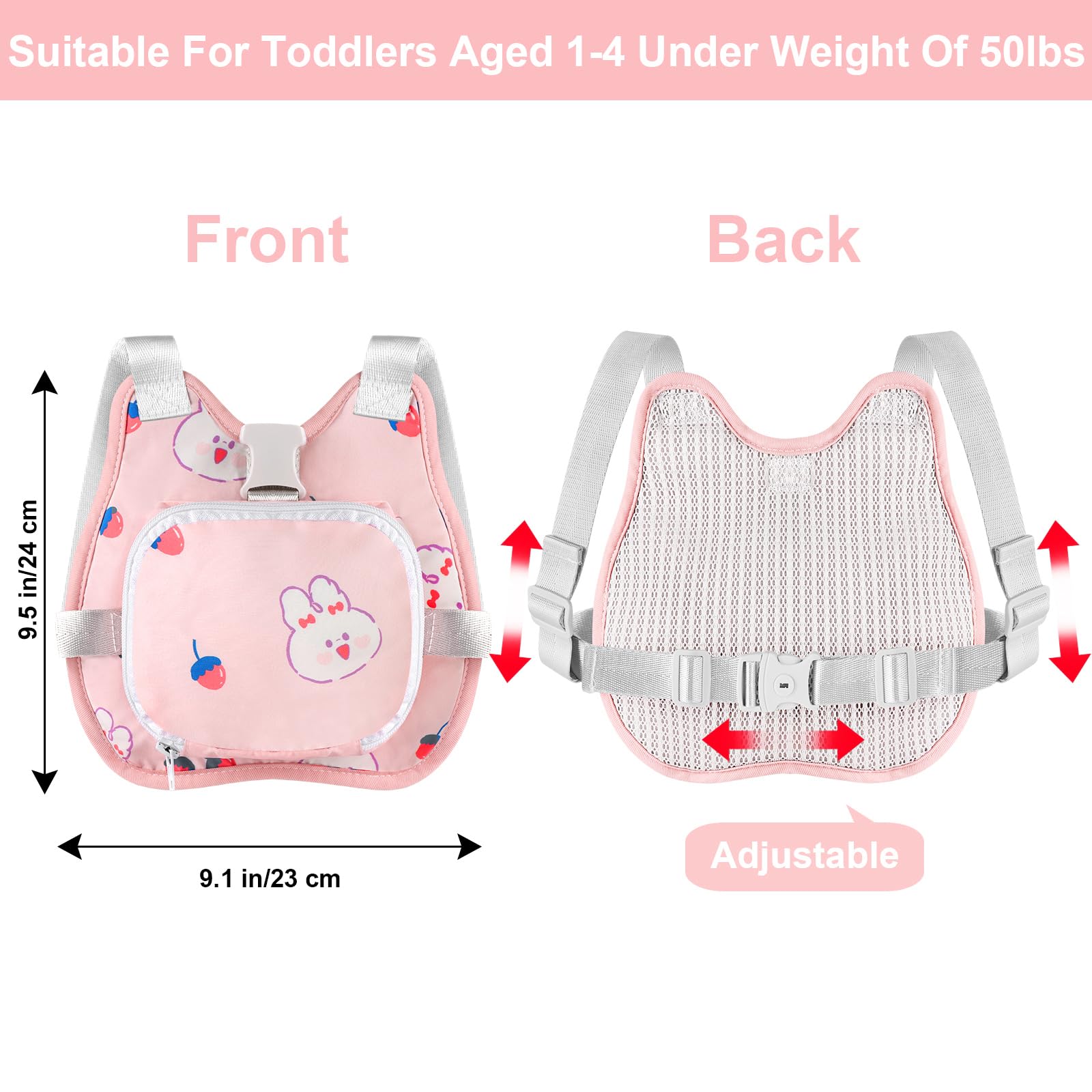 Accmor Toddler Harness Leash, Collapsible Cute Rabbit Kids Leash + Anti Lost Wrist Link for Outdoor Travel, Soft Child Walking Harness Tether Wristband Assistant Strap Belt Protector for Baby Girls