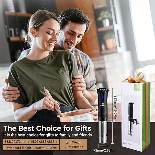 Miniatura 9 de BLITZHOME Máquina Sous Vide, aplicación WiFi incluida, cocina Sous Vide de 1100 W con temperatura y temporizador precisos, dispositivo circulador de