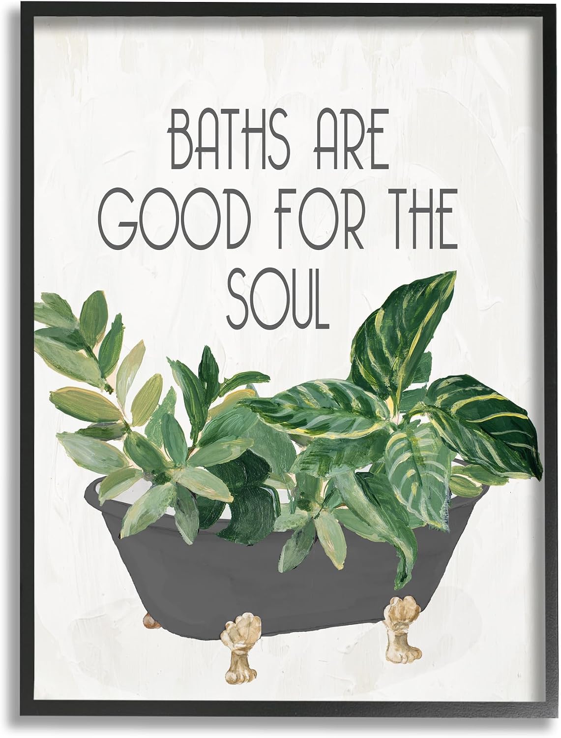Stupell Industries Botanical Bath Phrase Black Framed Giclee Art Design by Lanie Loreth