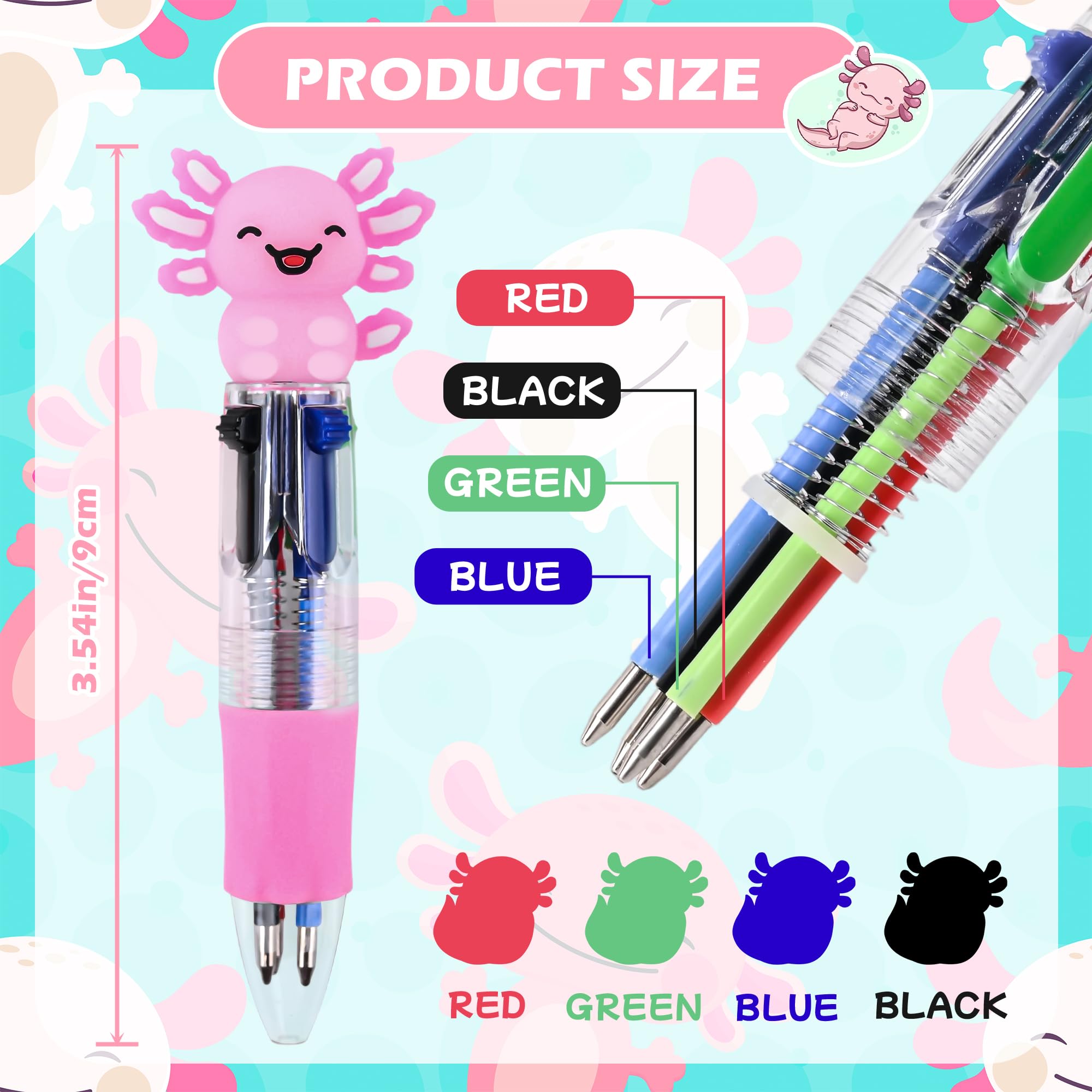 Amazon.com: LiYiQ 24 Pcs Axolotl Multicolor Pen in One Cartoon