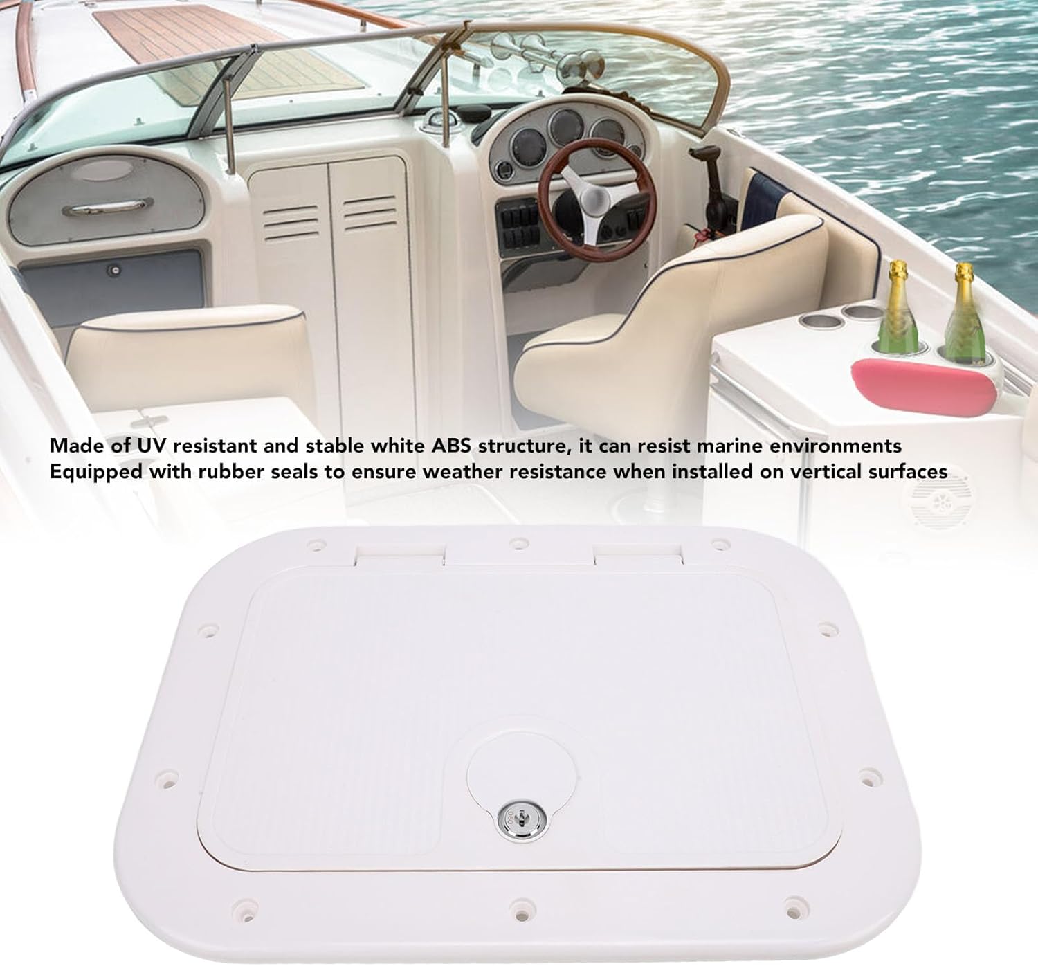 Pyhodi Marine Deck Access Hatch, 12 X 8 Inch Installation Opening Rectangle Boat Hatch Lid with Safety Lock and Key, Boat Deck Hatch Lids Excellent Sealing Resistant for Boat Yacht RV