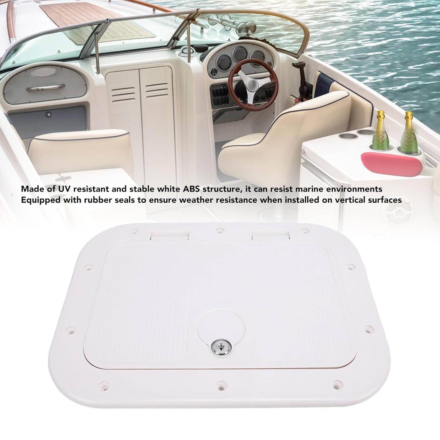 White Marine Deck Access Hatch 12 X Boat Hatch and Lid, Rectangle Boat Deck Hatch Boat Deck Hatch with Safety Lock and Key Excellent Sealing for Boat Yacht RV