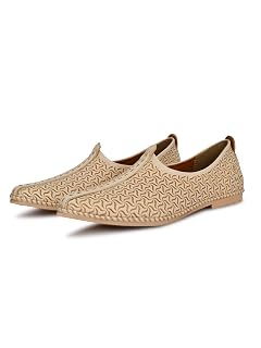 BIGBOON Men's Ethnic Designer Nagra Shoes (Off_White, UK Footwear Size System, Adult, Men, Numeric, Medium, 9)