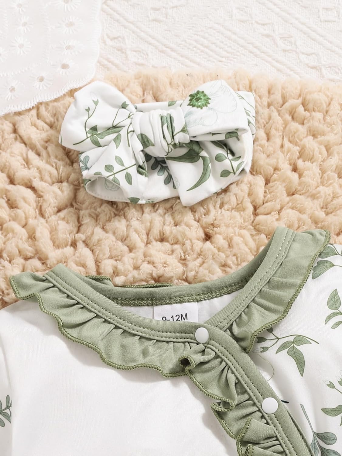 Newborn Baby Girl Clothes Infant Floral Print One-Piece Romper+Jumpsuit+Bodysuit+Hat+Headband - Image 4