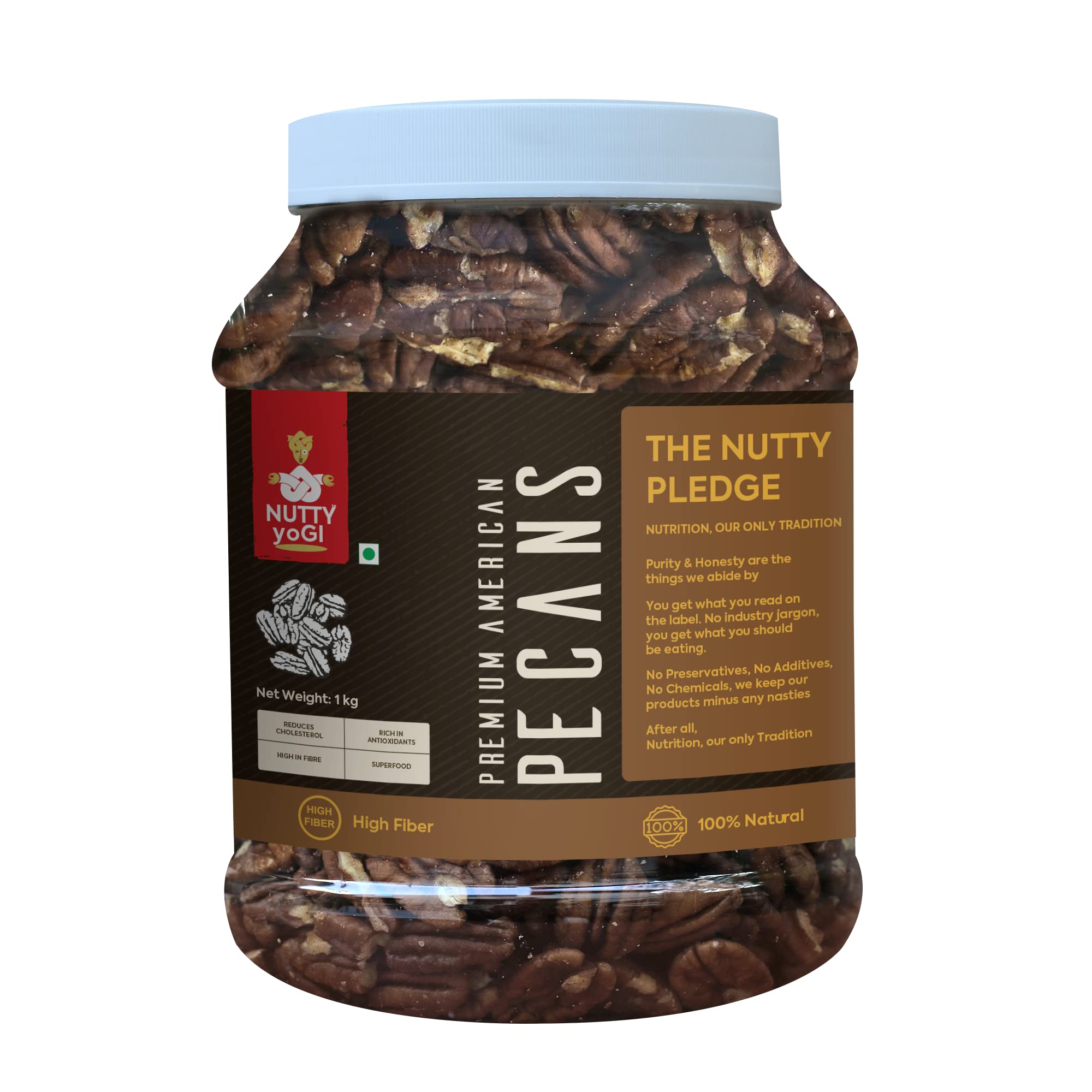 Nutty Yogi Pecans 1kg jar | All Natural | No Preservatives | No Additives | Gluten Free | Vegan | Non GMO | Nuts Dry Fruits (B0BSXGKDMQ) Amazon Price History, Amazon Price Tracker