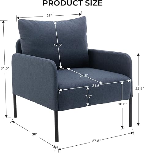 Miniatura 2 de Sillas decorativas de tela de lino para sala de estar, dormitorio, sofá individual, silla tapizada con brazo de lectura, sofá moderno con almohada