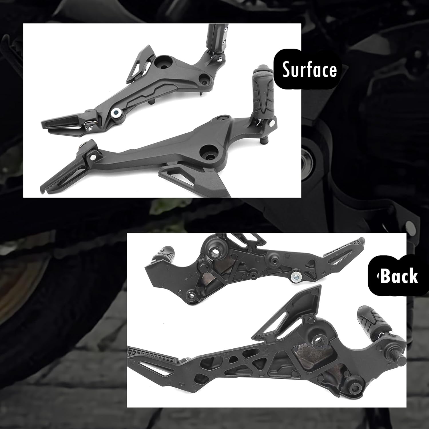 1 Pair Right & Left Side 125CC Motorcycle Footpegs Assembly Footrest Kit Fit for Honda MSX 125 SF Grom 2017 2018 2019 2020 Black