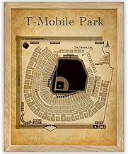 Seattle Mariners Seating Chart - Seattle Baseball Stadium 11x14 Framed Print Poster - Vintage Blueprint Old Parchment-Like Look, Retro Sports Memorabilia Decor for Fans, Game Room, Man Cave, or Bar