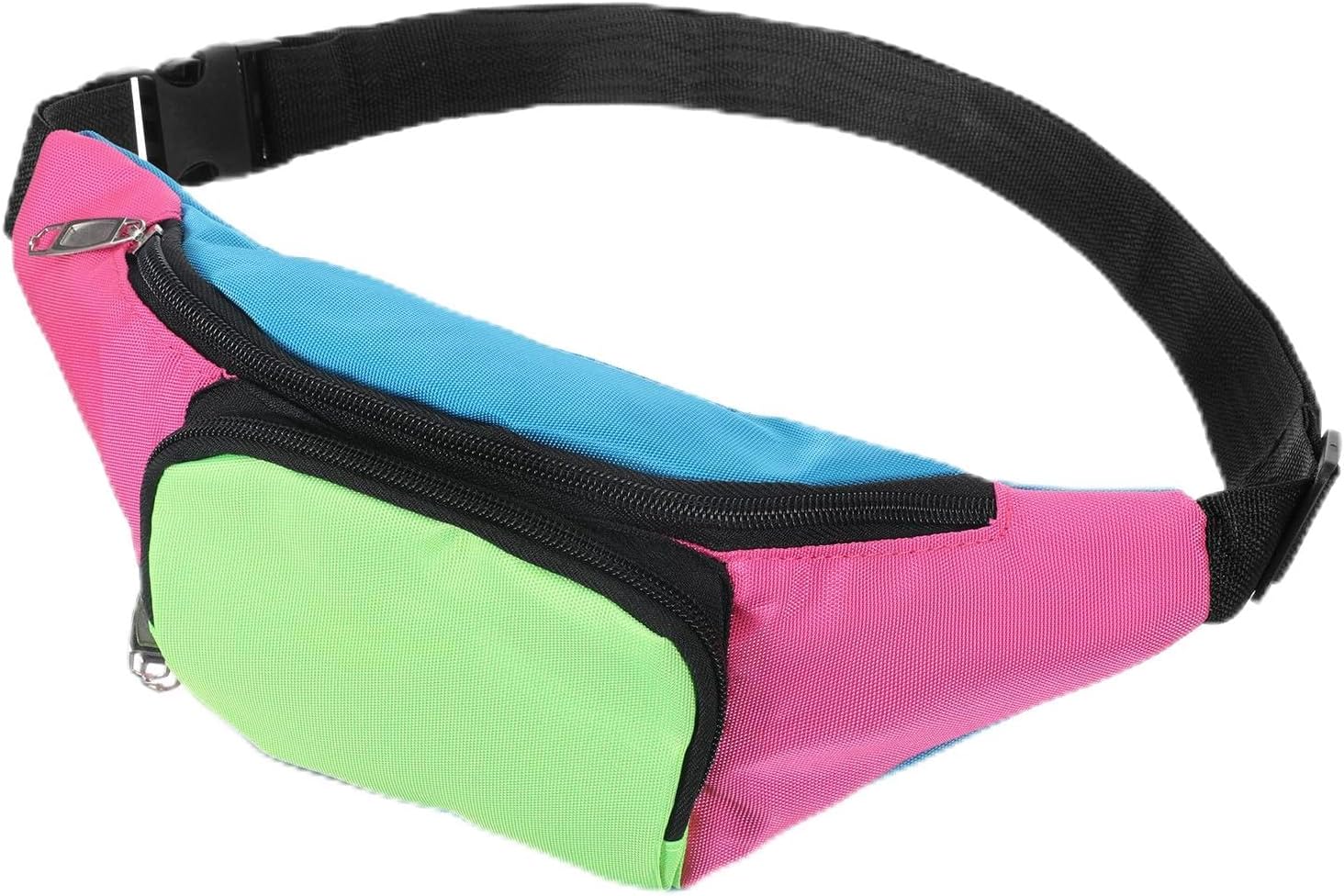 80s Fanny Pack for Women 90s Neon Fanny Pack with 2 Pockets Retro Belt Bags for Holiday Festival, 80s Theme Halloween Party, Vintage Rave Accessories Plus Size