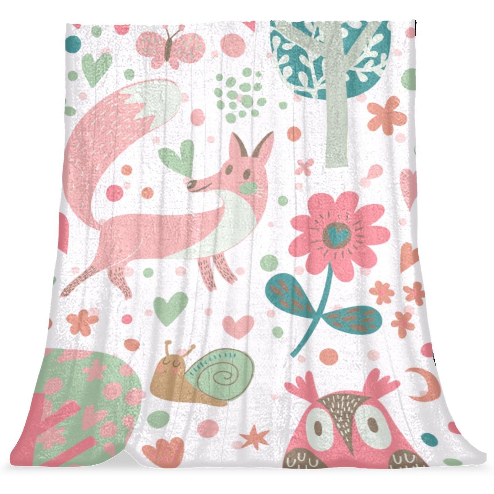 Couvre-lit confortable et doux motif fleur et animaux pour lit fille et garçon