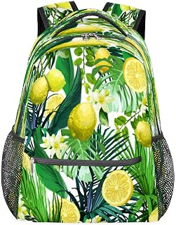 Mochilas de folha de palmeira para mulheres e homens, mochila escolar de flor de limão para meninos e meninas adolescentes, mochilas para laptop para faculdade de trabalho, mochila de viagem à prova d'água mochila para livros para caminhadas, Multicor, Medium
