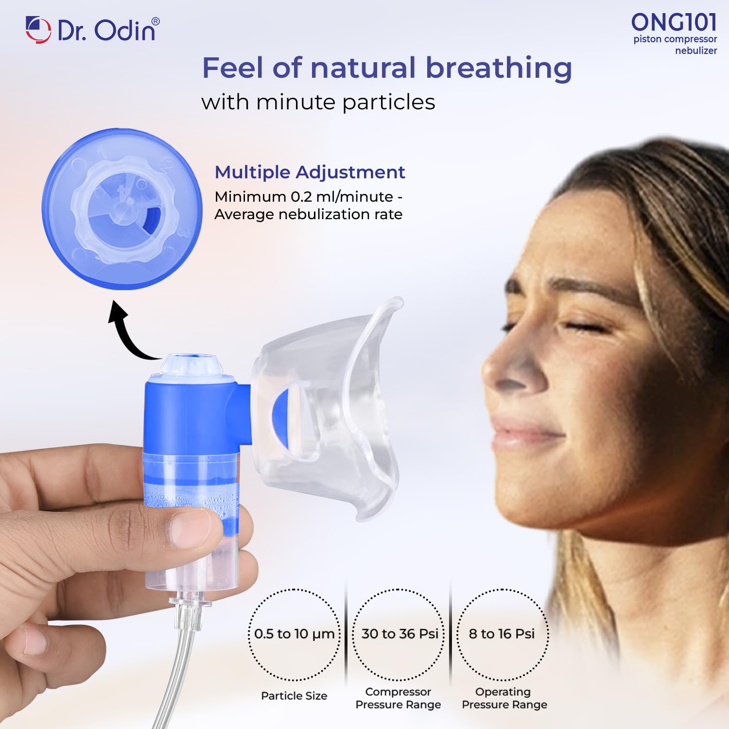 Dr. Odin ONG 101 Smart Portable Nebulizer | Whisper-Quiet Operation | Pediatric to Adult Use | Compact & Efficient Design | Proudly Made in India | Stylish White & Blue Dr. Odin ONG 101 Smart Portable Nebulizer | Whisper-Quiet Operation | Pediatric to Adult Use | Compact & Efficient Design | Proudly Made in India | Stylish White & Blue