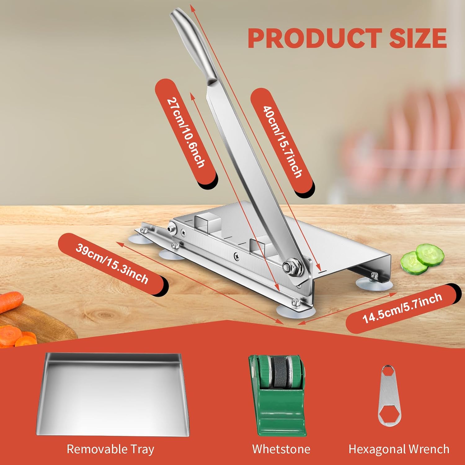 BAOSHISHAN Meat Slicer Manual Ribs Cutter for Small Ribs, Chicken, Fish, Cartilage, Vegetables, Deli Food Slicing Machine for Home Cooking Use (Single Blade)