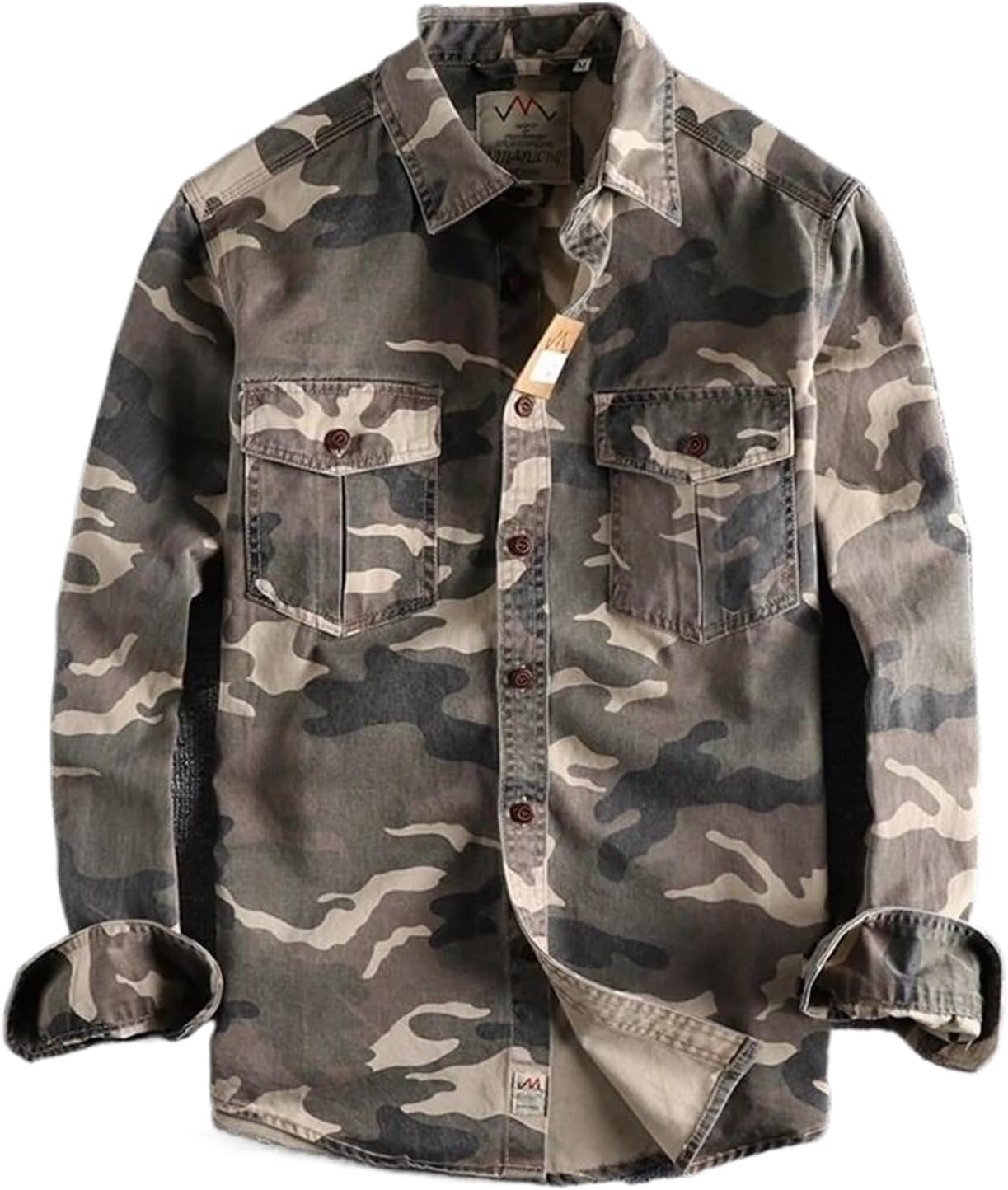 Men Camo Cargo Shirts Hiking Sport Daily American Style Casual Shirt