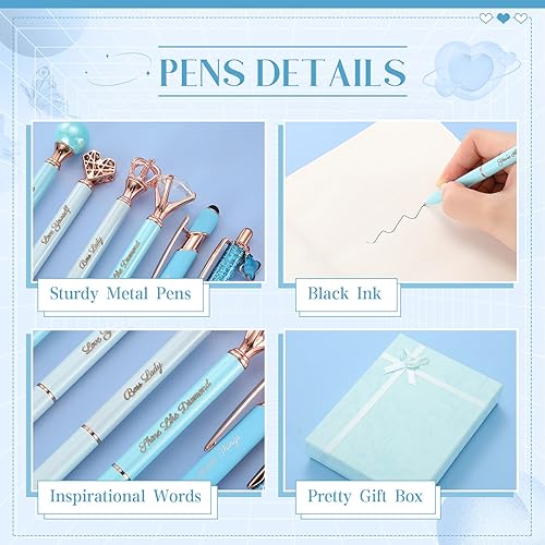 Miniatura 3 de 6 bolígrafos elegantes para mujer, bolígrafo de diamantes de cristal para diario, bonito bolígrafo con purpurina con caja, regalos inspiradores para