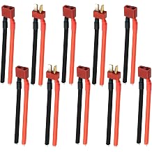 T Plug Connectors Compatible for Deans Connector - 10PCS Female and Male Connectors with 14AWG Silicone Wire Cable RC Lipo Battery Pipe for RC Car Drone 100mm 5 Female and 5 Male