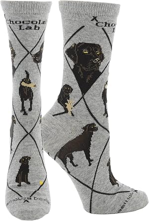 WHD Chocolate Lab Crew Socks for Women & Men | Gift for Dog Lovers, Cute Pet Socks