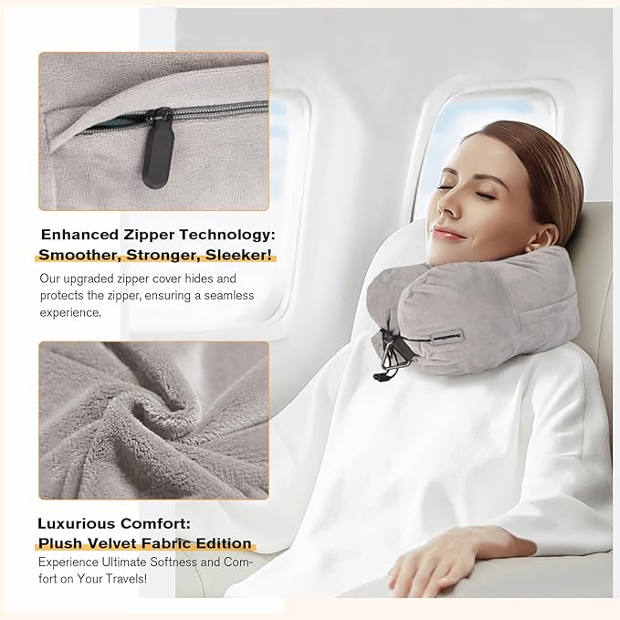 Almohada de Viaje Ajustable con Cremallera - Color Gris miniatura 4