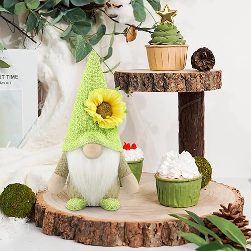 Miniatura 5 de Gehydy Juego de 2 gnomos de girasol, gnomos de felpa de primavera, Pascua, regalo hecho a mano, escandinavo Tomte, decoración de granja para el