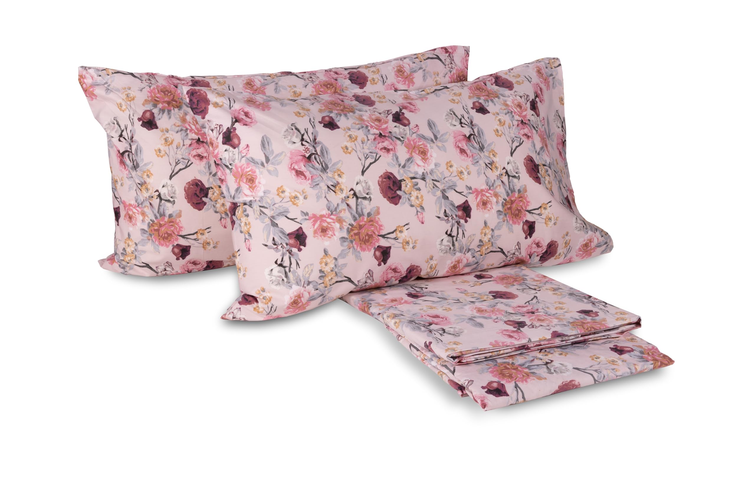 Parure de lit double en percale de coton Laura Biagiotti imprimé Markab Rose