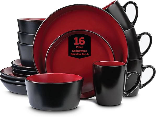Stone Lain Albie Stoneware 16 Piece Modern Dinnerware Set, Kitchen