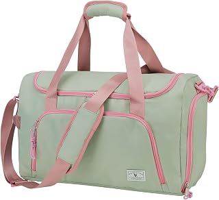 VX VONXURY Travel Duffle Bags,30L Medium Carry On Airport Tote with Trolley Sleeve Wet Pockets for Gym,Overnight,Weekender,Business Trip,Sport(Green Pink)