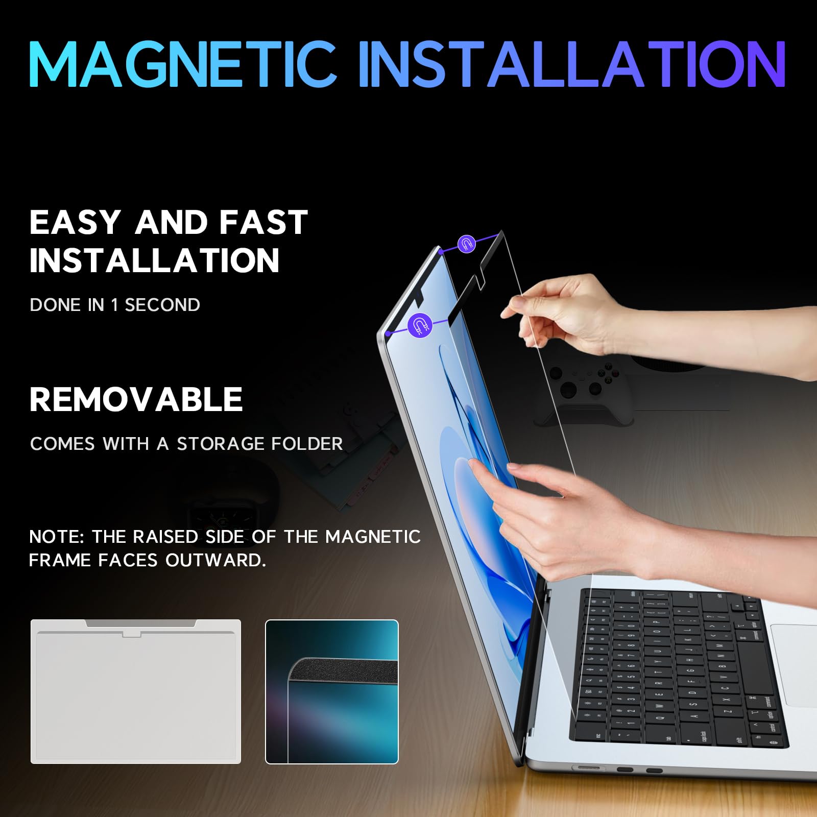 Schermo privacy magnetico per MacBook Pro 14" (2021-2025, M1/M2/M3/M4/M5/Pro/Max), protezione per schermo rimovibile antiriflesso per MacBook Pro da 14 pollici, protezione anti spia a 360°, filtro