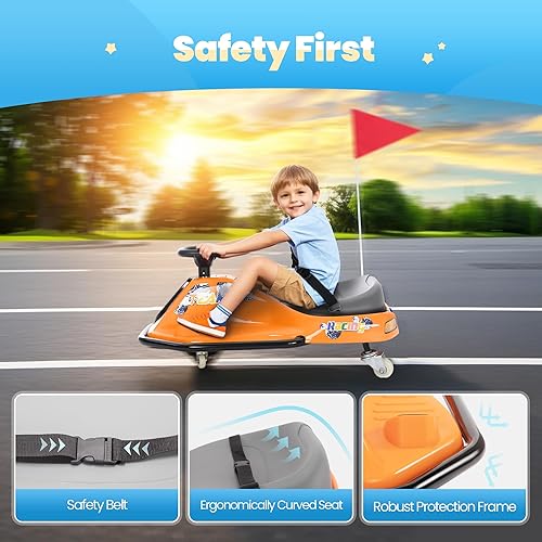 Miniatura 4 de 24V Go Kart eléctrico de deriva para niños de 3 años en adelante, karts de deriva con función de andar encima, ruedas brillantes mejoradas, coche