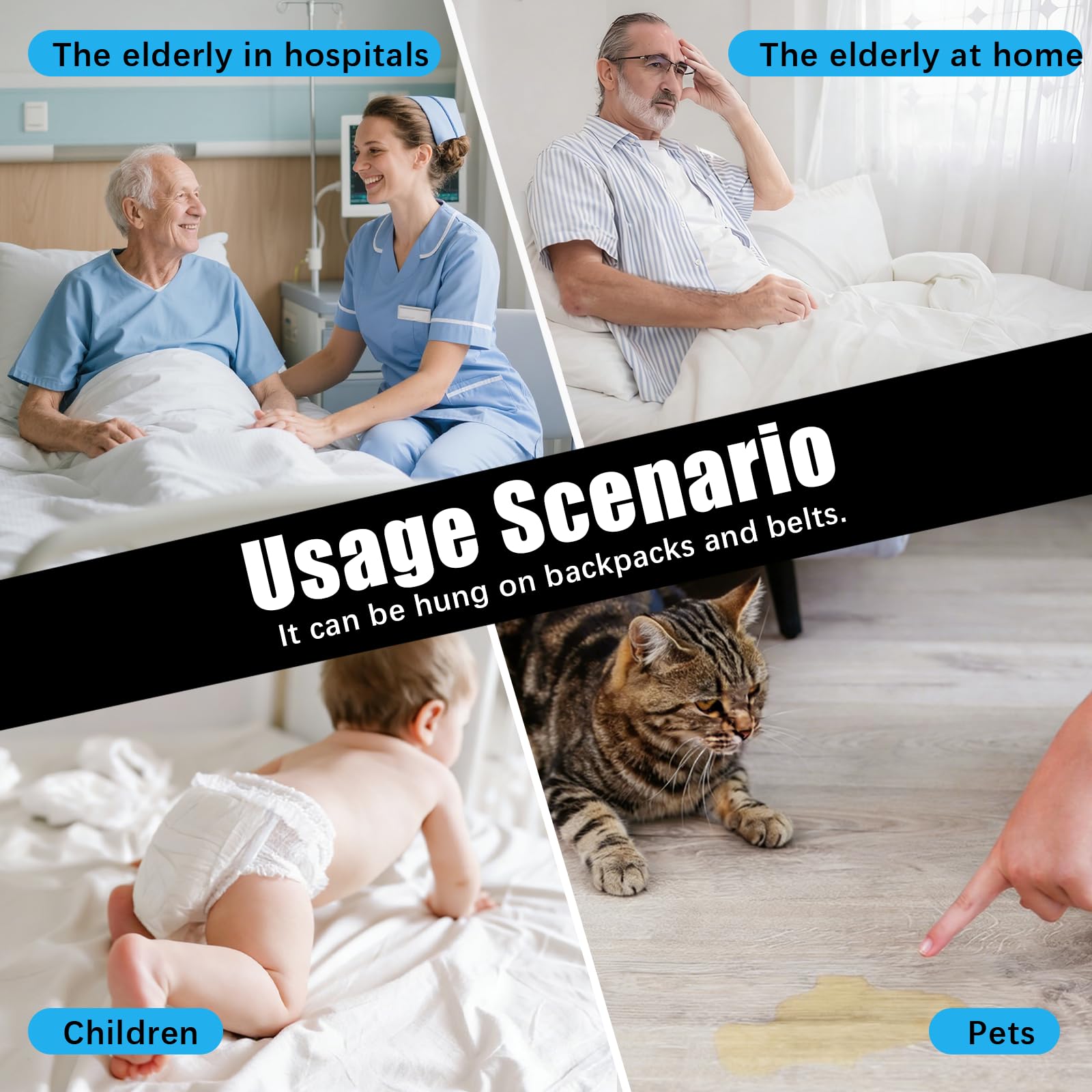 Allarme per Enuresi, 55 x 90 cm Allarme per L'enuresi Notturna per Anziani Incontinenti Promemoria per L'enuresi Notturna con Raggio di Rilevamento di 30 Metri L'addestramento al Vasino