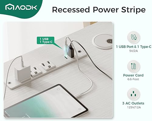 Miniatura 4 de AODK Escritorio para computadora de 55 pulgadas con cajones de tela y tomas de corriente, escritorio de oficina con estantes de almacenamiento y