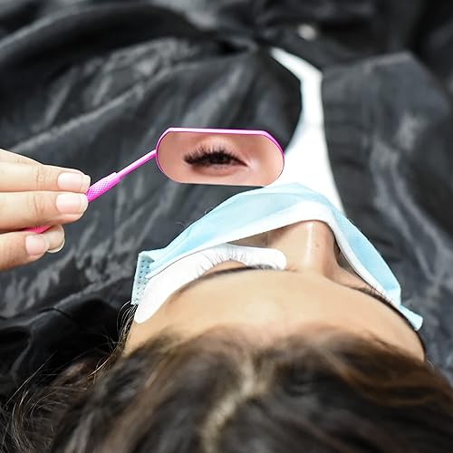 Miniatura 6 de SIVOTE Espejo de pestañas para extensiones de pestañas, diseño mejorado, color rosa