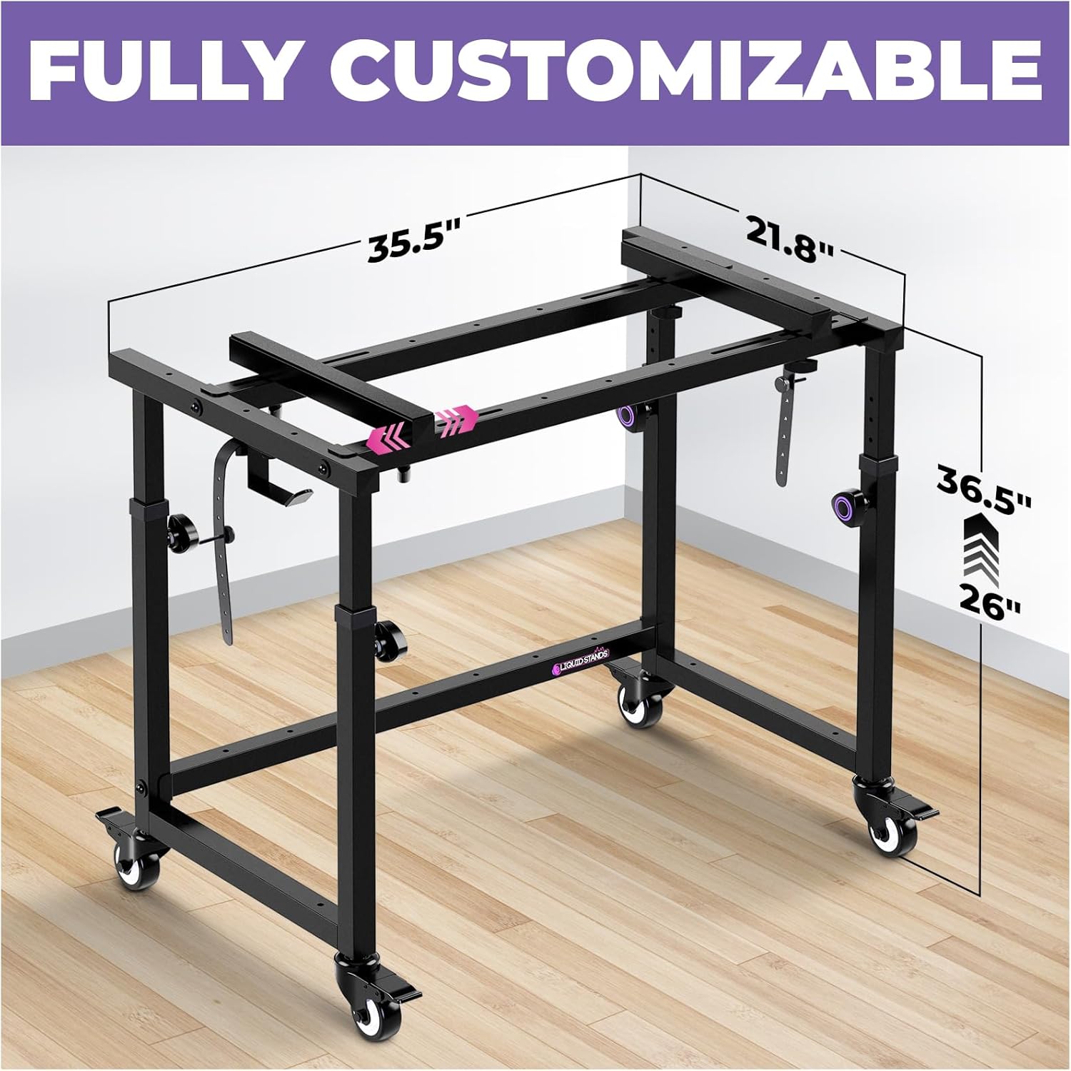 Liquid Stands Piano Keyboard Stand - Electric Piano Stand for 49 54 61 88 Key - Piano Desk Music Stand Production - Piano Table Synth Stand Rolling Home Recording Studio Workstation DJ Keyboard Table