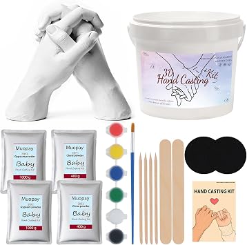 Muopay Hand Casting Kit, Anniversary Couples Gifts Casting Kit, Bridal Shower,Hand Mold Kit Couple with Base, Wedding Gifts Plaster Hand Mold Casting Kits, Couple 1 Year Anniversary
