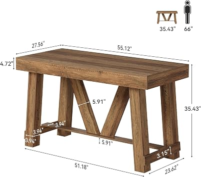 LITTLE TREE Farmhouse Bar Table, 55'' Long Counter Height Pub Table