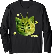 Vorp Funny Alien Cat Meme Silly Cat Brainrot Weird Dank Meme Long Sleeve T-Shirt
