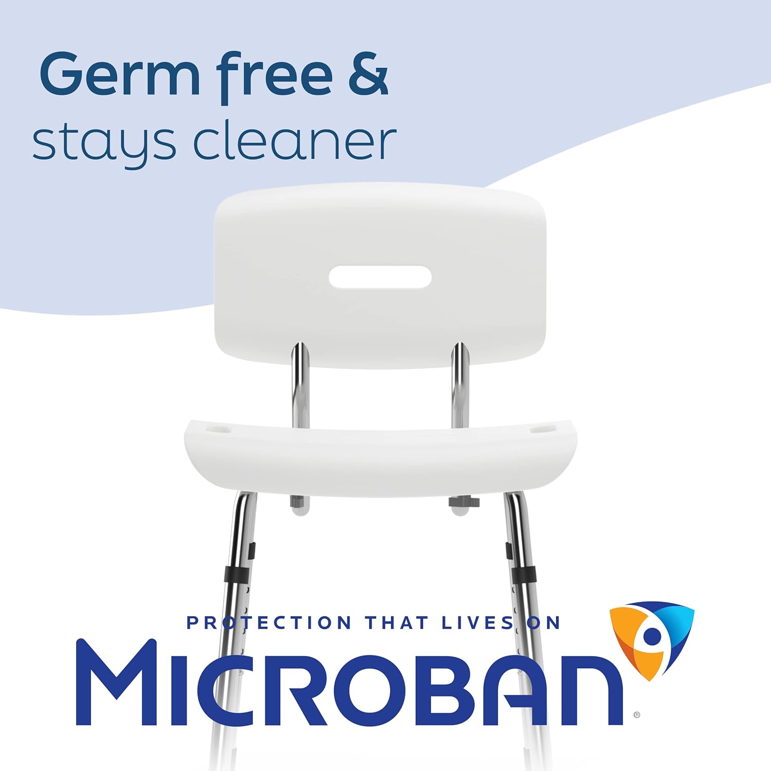 Medline Shower Chair with Backrest and Microban, Ideal for Disabled, Seniors and Elderly, 300 lb. Weight Capacity, White - Comfortable for Shower or Bathtub