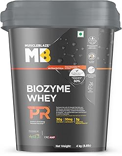 MuscleBlaze Biozyme Whey Protein PR with 30g Protein, 3g Creatine Monohydrate &amp; 50mg AstraGin® (Chocolate Fudge, 4kg / 8.8...