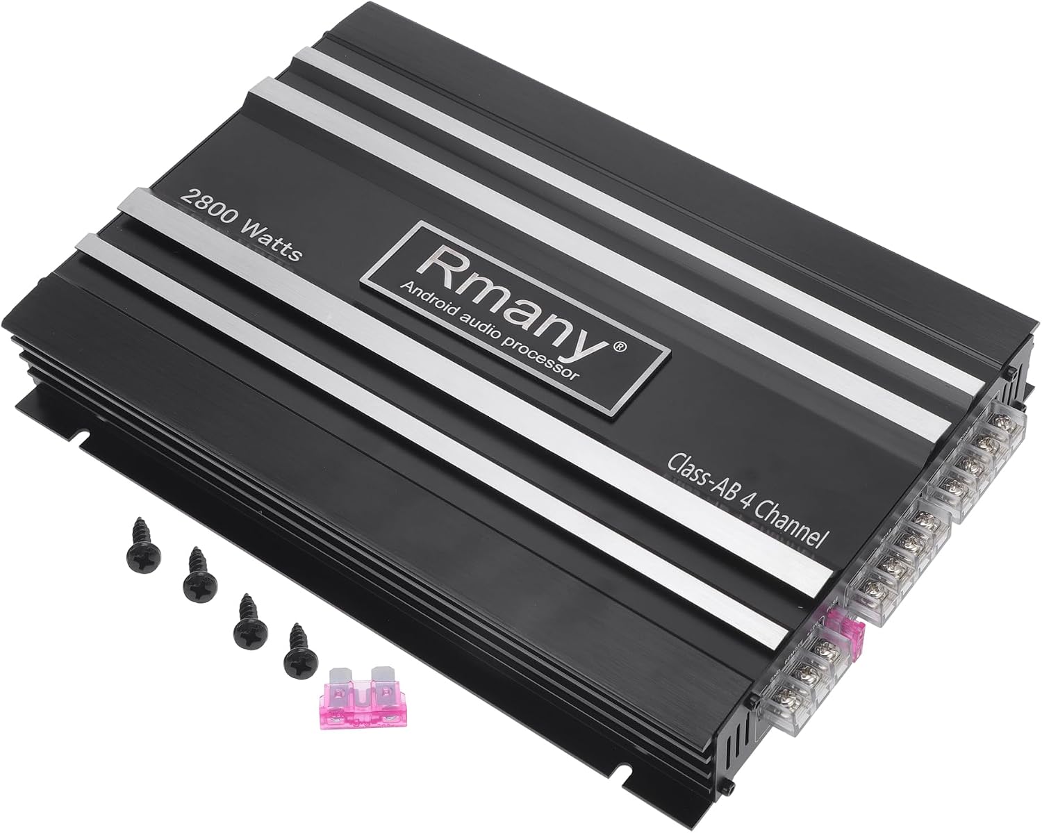 4 Channel Car Amplifier 2800W Black Metal Plastic 12V DC 1 Pcs