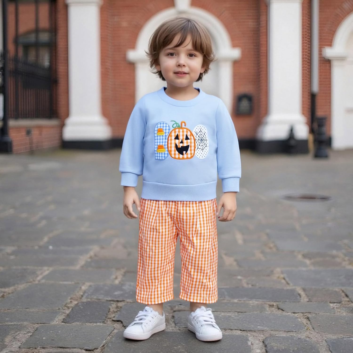 Socutebabe Toddler Baby Boy St. Patrick's Day Outfit Clover Crewneck Sweatshirt Long Sleeve Shirt Plaid Pants Spring Clothes