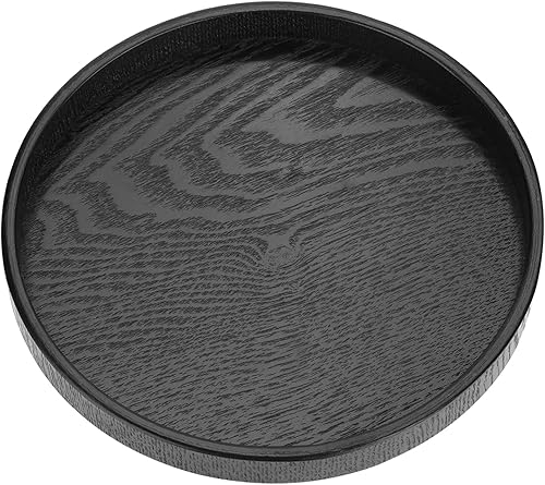 Miniatura 1 de Watris Veiyi Bandeja redonda de madera, bandeja negra sólida, bandeja decorativa de madera para té, café, aperitivos, plato para servir comidas con