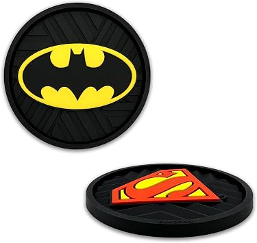 Batman & Superman Superhero Automotive Silicone Coasters Set of 2