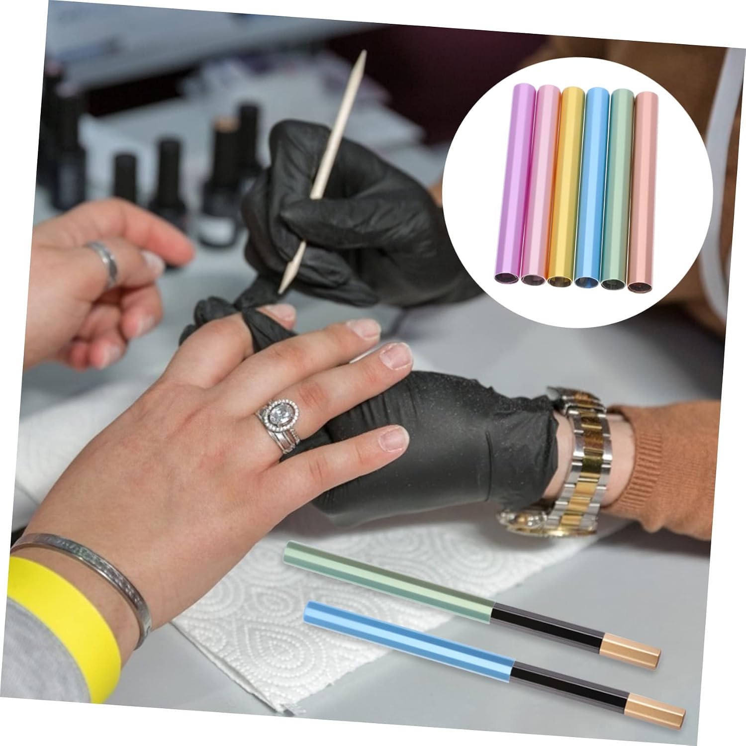 CALLARON 6pcs Nail Pen Extender Caps Manicure Pen Protectors Opaque Nail Brush Covers for Art