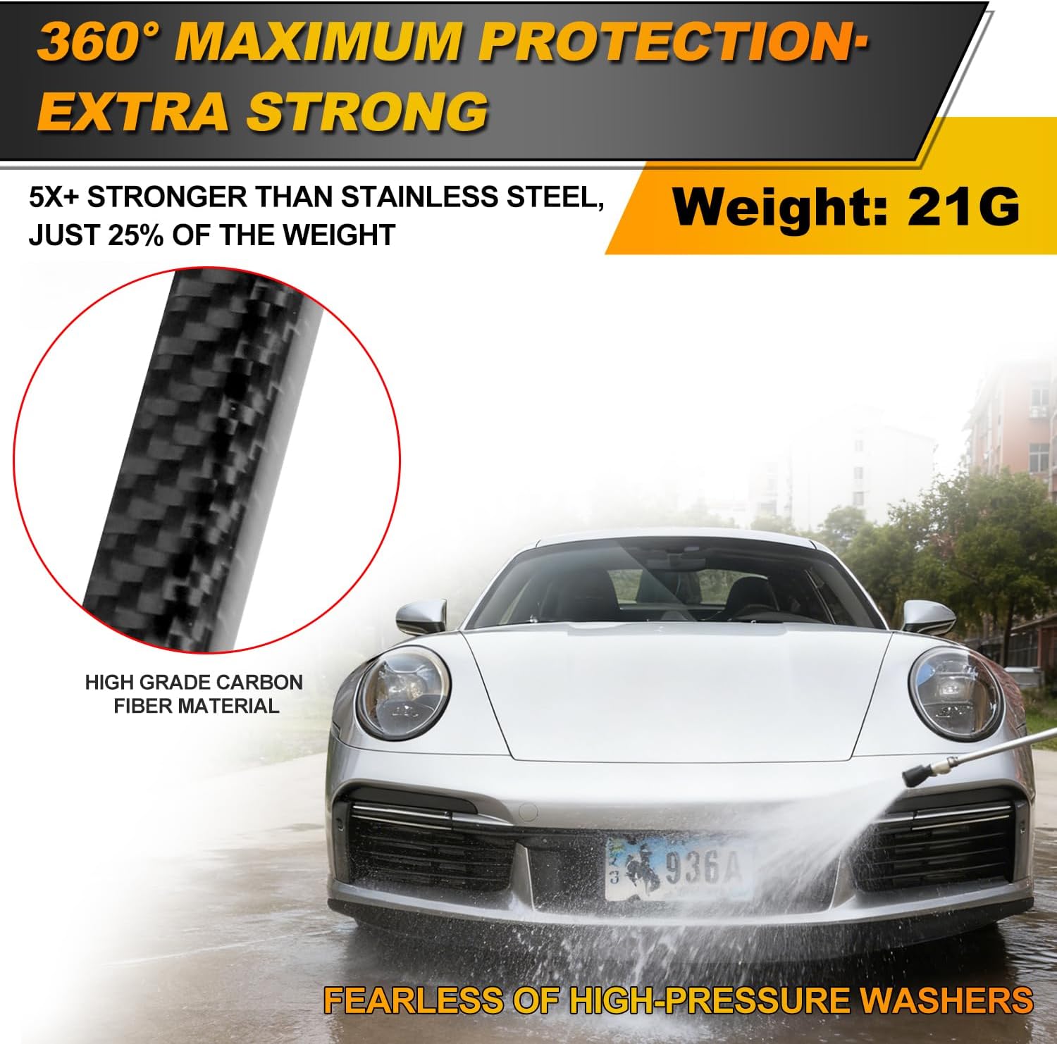 AKMAN Carbon Fiber License Plate Frame, 4 Holes Glossy Black Carbon Fiber License Plate Frames for Men/Women/Sport Cars/SUV/Trucks, 1 Pack