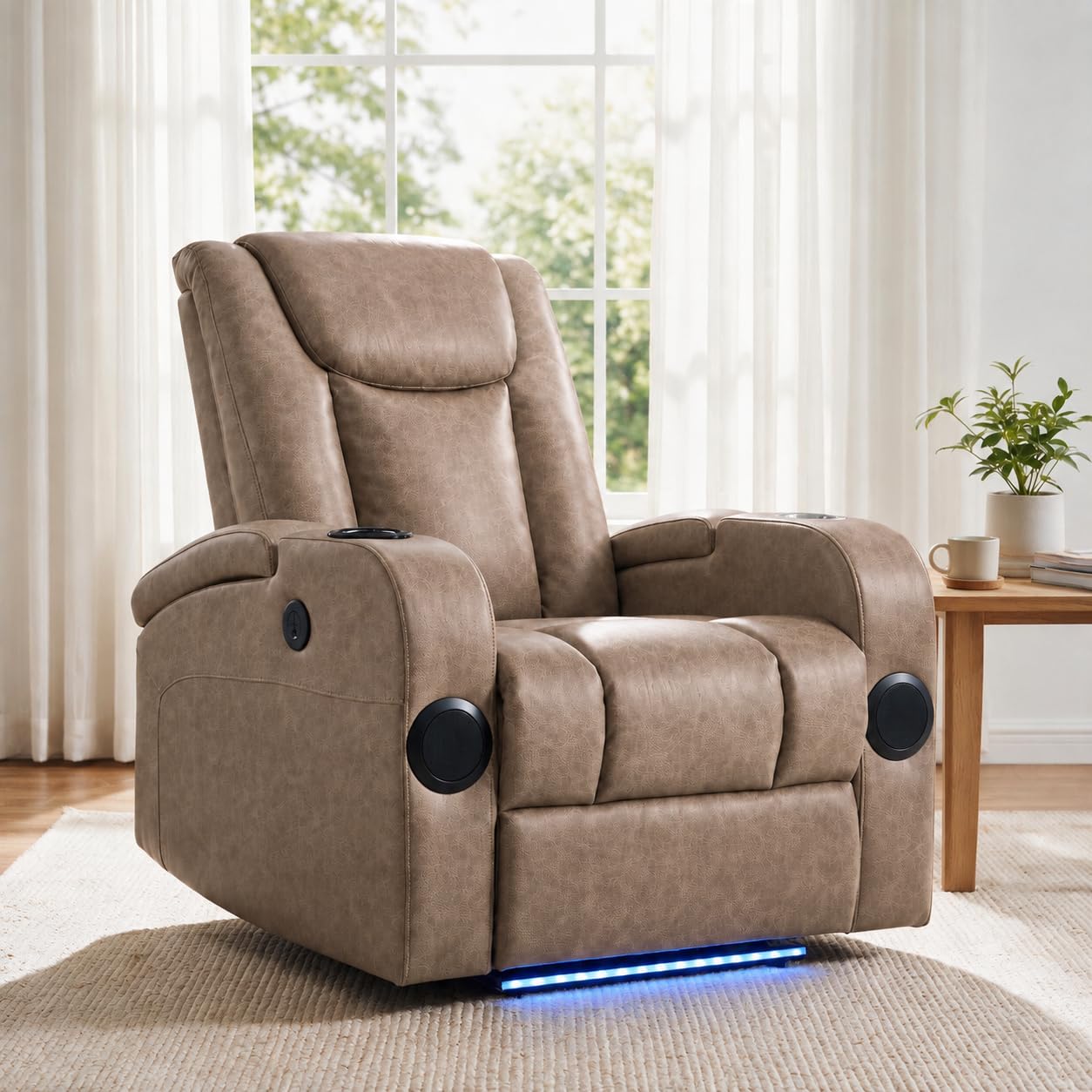 Power Recliner Chair, Reclining Sofa with Bluetooth Speakers,Yellow
