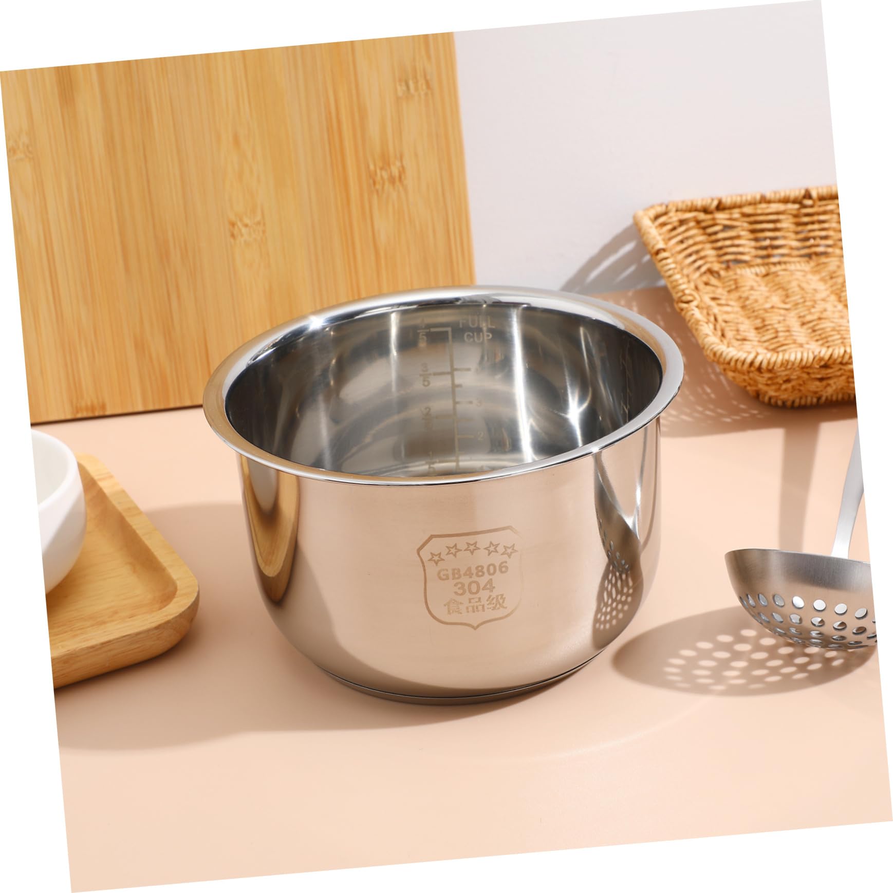 PACKOVE Pot Intérieur Fond Renforcé en Acier Inoxydable 2l Doublure de Remplacement Épaisse pour Cuiseur à Riz pour Préparation de Soupe et Gâteau