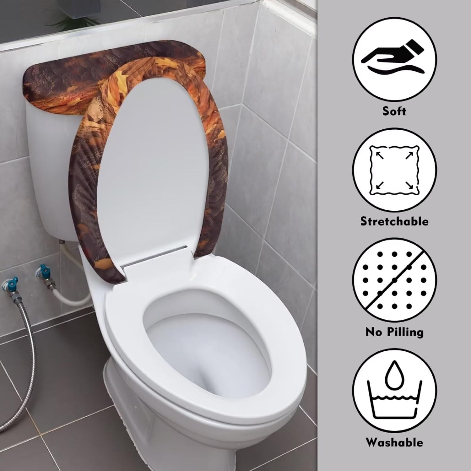 Sloth Toilet Lid Decoration Universal Stretch Toilet Lid Cover Set,Dustproof Toilet Seat Cover for Bathroom, Machine Washable