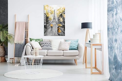 Miniatura 2 de Lienzo decorativo para pared de París en blanco y negro, amarillo, 12 x 8 pulgadas