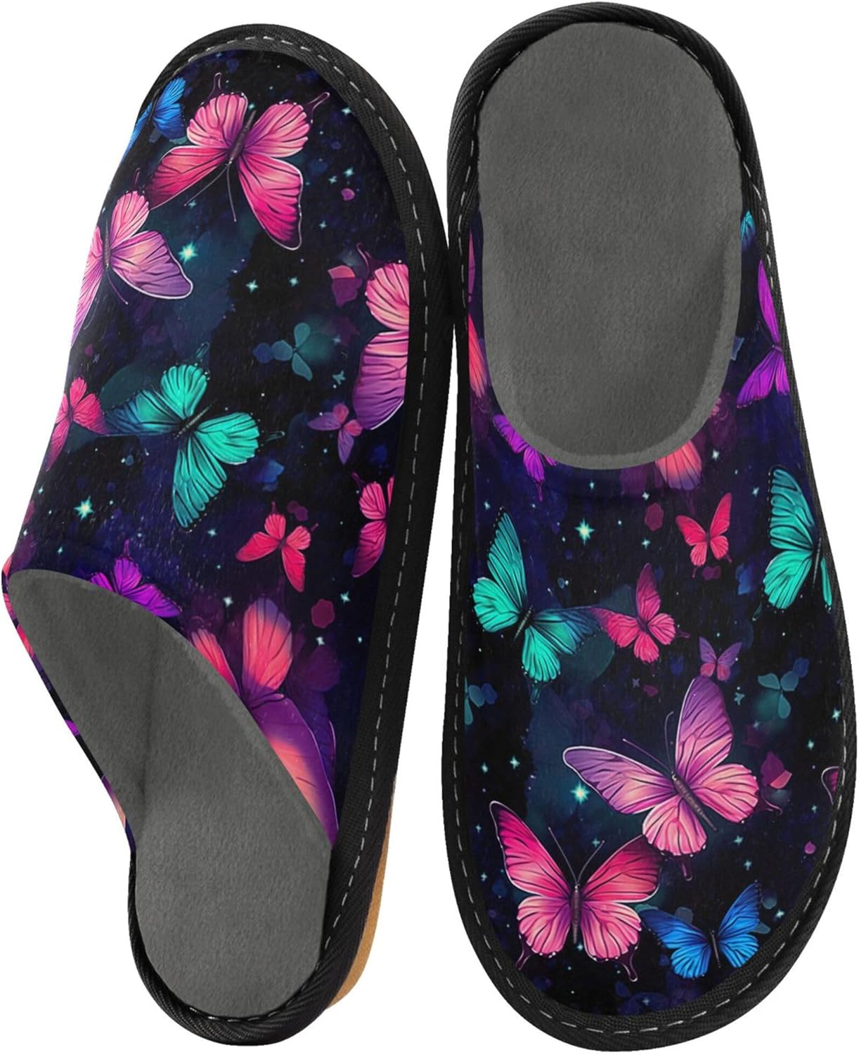 Butterfly House Slippers – Cozy Fuzzy Slippers for Guests, Washable & Disposable, Perfect for Shoeless Home, Spa & Hotel Use A111139